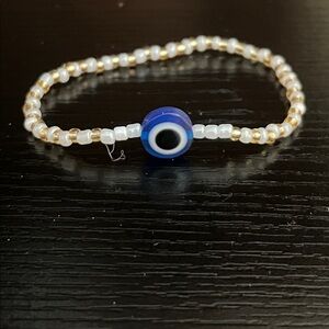 Bead Bracelet with Blue Evil Eye Accent new